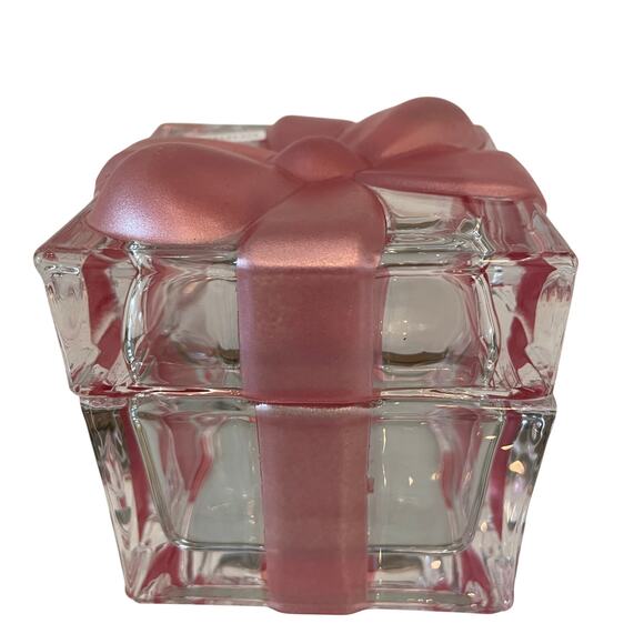 Godinger Crystal Gift Box with Pink Bow Christmas Present Trinket Box - Picture 8 of 16